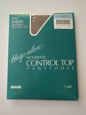 3 Vintage Sears Hug Alon Regular Pantyhose Full Figure Short Soft Taupe NOS