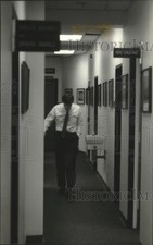 1993 Press Photo Bud Selig walks the office corridor at County Stadium