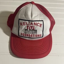 Vintage " Reliance Foundation" snap back 1980s mesh back truckers hat
