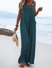 YESNO Women's Summer Casual Overalls Loose Wide Leg Jumpsuit 2XL