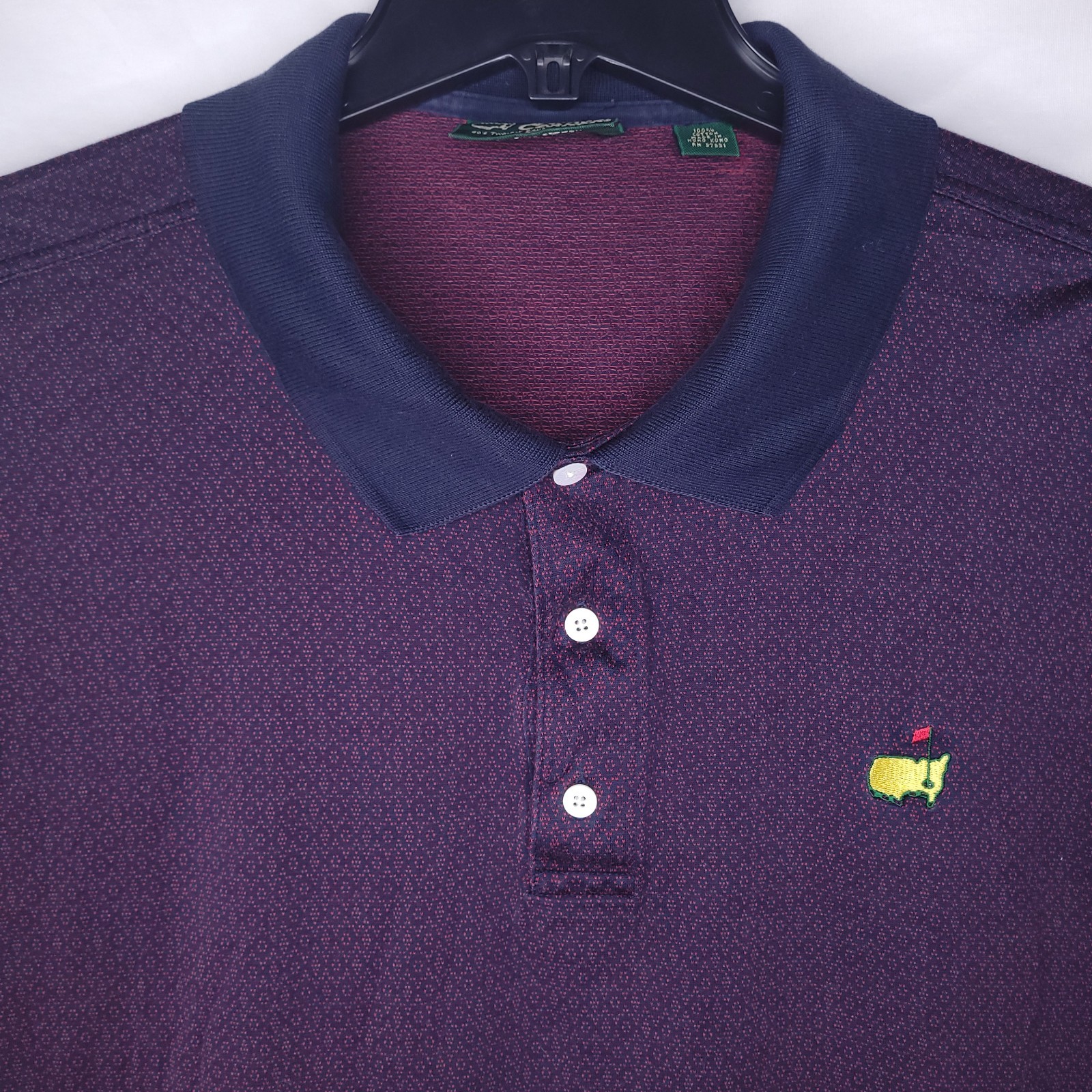 Vintage Masters Polo Shirt Mens XL Red Geometric Amen Corner Two Ply