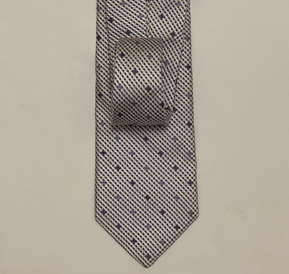 Corbata Robert Talbott Estate moderna púrpura y blanco tejida seda azul detalles 60x3,25 Foto 4 de 4