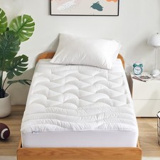 SLEEP ZONE Cooling Twin Mattress Topper for Single Bed, Premium Zoned Quilted