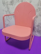 VTG 1950s Amsco Outdoor Clamshell Metal Doll Or Bear Chair Pink Miniature Heavy