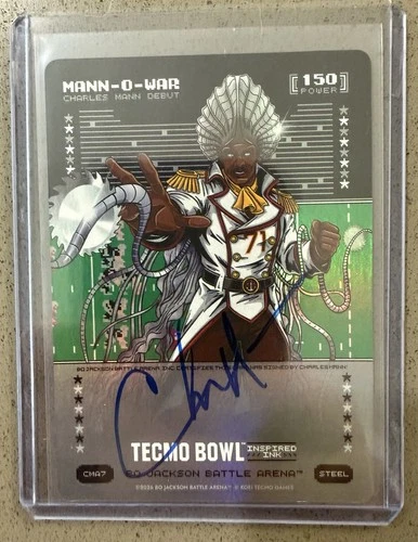 Bo Jackson Battle Arena Tecmo Bowl MANN-O-WAR CHARLES MANN Debut Auto Steel