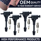 OEM 4X Ignition Coils + 4X Spark Plugs For 2002-2006 Nissan Altima 2.5L L4 UF350