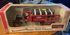 Ertl Die-Cast Metal Kenworth Stake Truck w Barrels Coin Bank - True Value