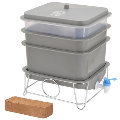 WN54 4-Tray Worm Composting Bin Kit with Coco Coir Brick for Recycling Food W...