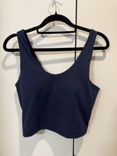 90 Degree by Reflex Cloud Tank Bra Wireless Pullover Sports Bra Blue S