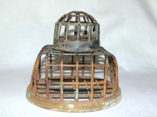 2 Vintage Iron Cage FLOWER FROGS, Green Paint, DAZEY Flower Arranging