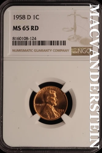 1958-D Lincoln Wheat Cent - NGC MS 65 RD - Brilliant Uncirculated  #SLE21