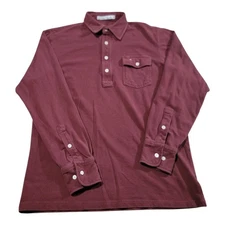 Criquet Polo Shirt Mens Medium Red Pique Pima Cotton Long Sleeve Casual Golf