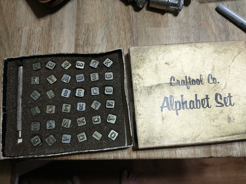 CRAFTOOL CO ALPHABET SET & NUMBERS 3/8" W/ HANDLE VINTAGE mike