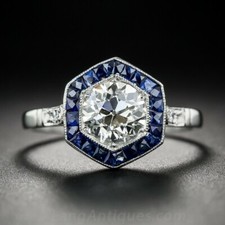 1.44 CT White Round CZ Vintage Art Deco Engagement Ring 925 Sterling Silver