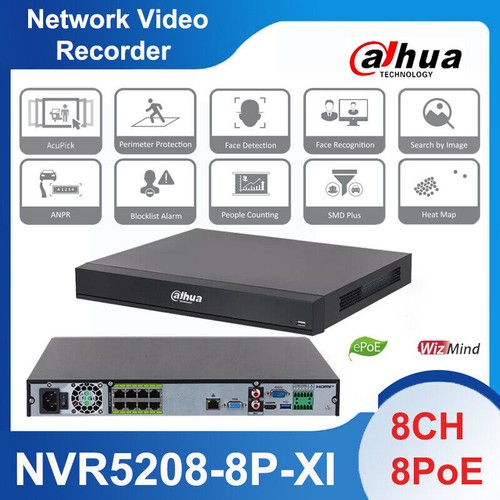 New Dahua NVR5208-8P-XI 8CH 8PoE AI 4K NVR WizMind 32MP Network Video Recorder