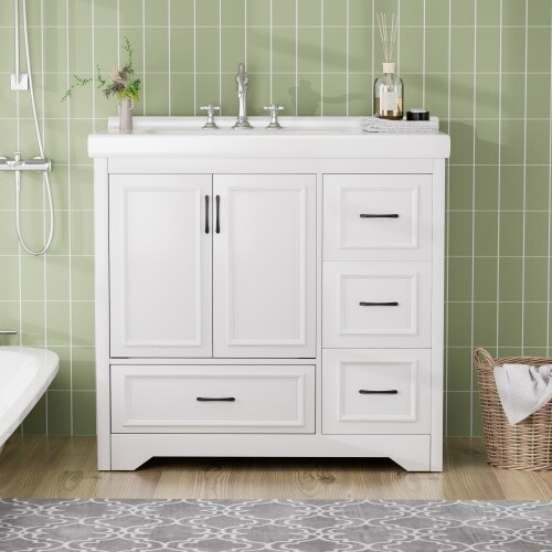 Modern Bathroom Vanities with Single Sink Under mount Bathroom Sink Cabinet - Picture 13 of 13