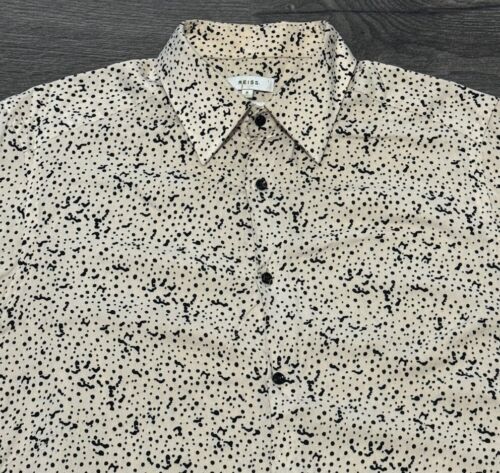 REISS Fosano Paint Print Beige Shirt Long Sleeve Size Small S Slim Fit Smart - Picture 3 of 8