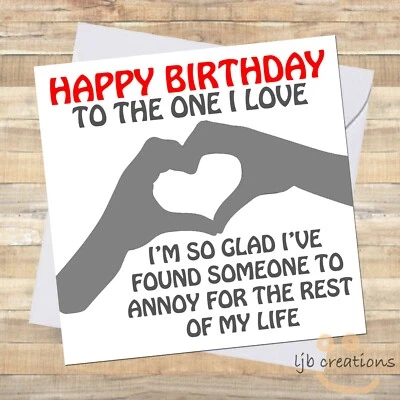 Funny BIRTHDAY Card Boyfriend Husband Girlfriend Wife Partner Rude Humour Happy