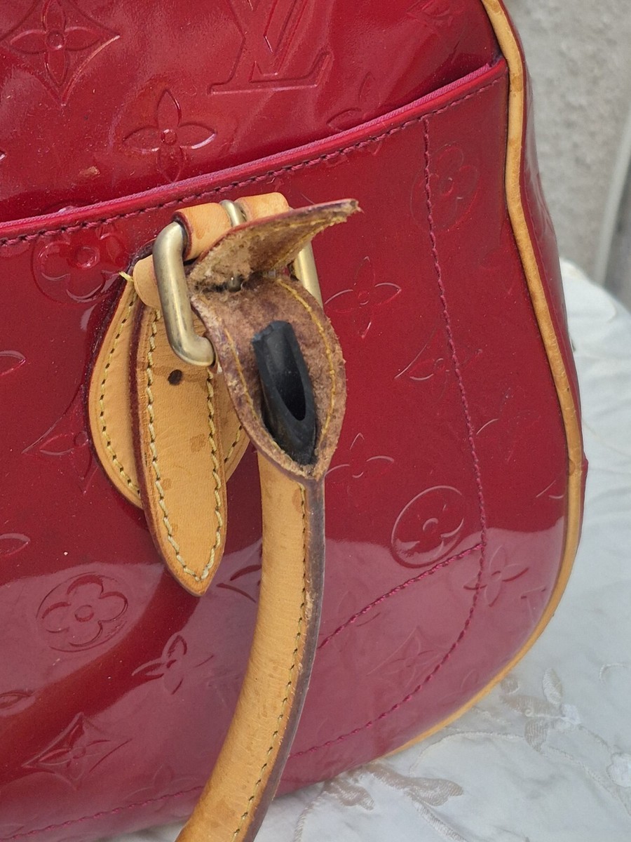 Vintage Louis Vuitton Vernis Red Monogram Leather Wide Top Handle