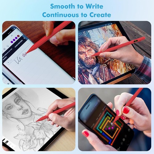 Stylet MoKo, stylet tactile actif pour appareils iOS/Android, rouge - Photo 7/8