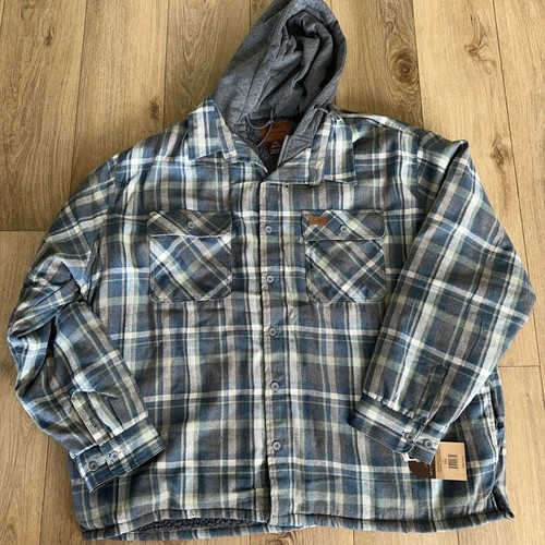 Mountain Ridge Men’s Big & Tall Hooded Fleece Lined Flannel Blue Size