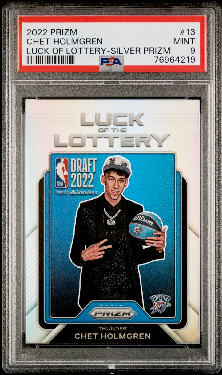 2022 Panini Prizm Luck of the Lottery 13 Chet Holmgren Silver Prizm PSA 9