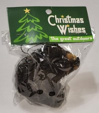 NEW Christmas Wishes The Great Outdoors Buri Straw Rattan Ornament Bear Cub 3"x2