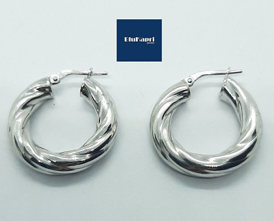 Damen Ohrringe 925 Silber 2,5 cm Kreise mit 5 mm doppelt gestreiftem Schaft