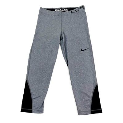 Nike Pro Leggings Women Lg Gray Capri Tights Fit Training Yoga 889567-071