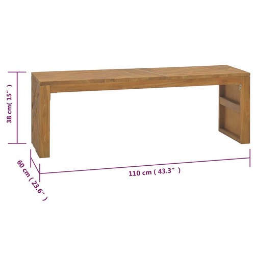 TV Stand Rack Solid Teak Wood 110x60cm Sideboard Lowboard Rustic Style Furniture - Picture 7 of 7