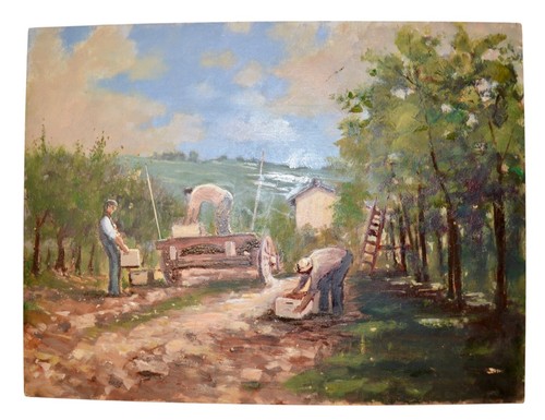elegante dipinto olio su pannello epoca '900 francese