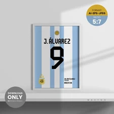 Alvarez Jersey Art | Argentina | World Cup | Football- Wall Digital Art JPG+Ai