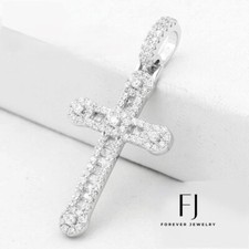 Unisex 925 Sterling Silver CROSS 34mm CZ Eternity Small Charm Pendant  BOX