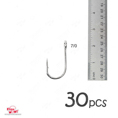 30pcs Fish WOW 7/0 Fishing 6X strong Open eye Siwash hook hi-carbon steel nickel
