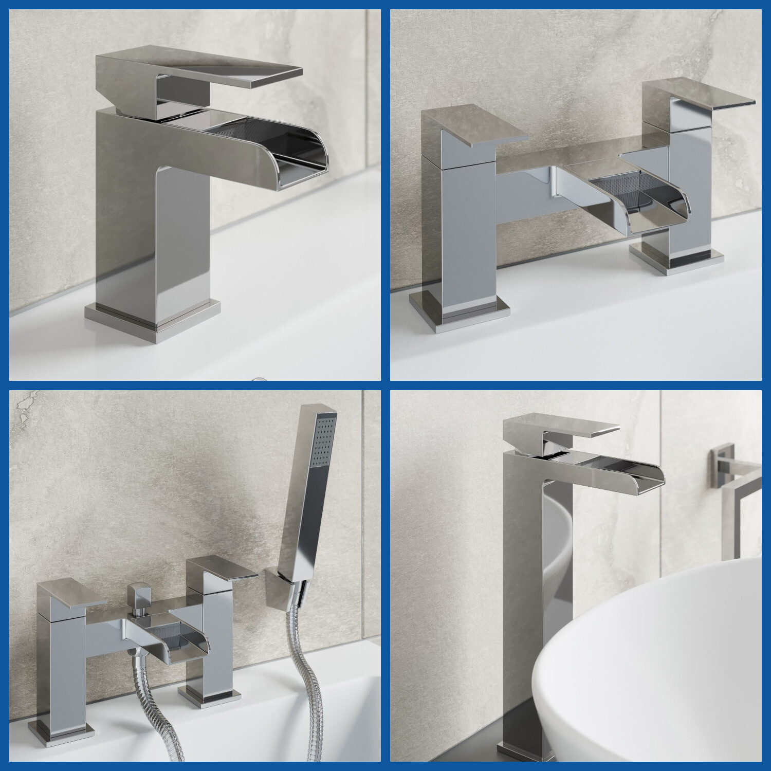 Waterfall Bathroom Taps Chrome Basin Mixer Bath Filler Shower Deck Tap