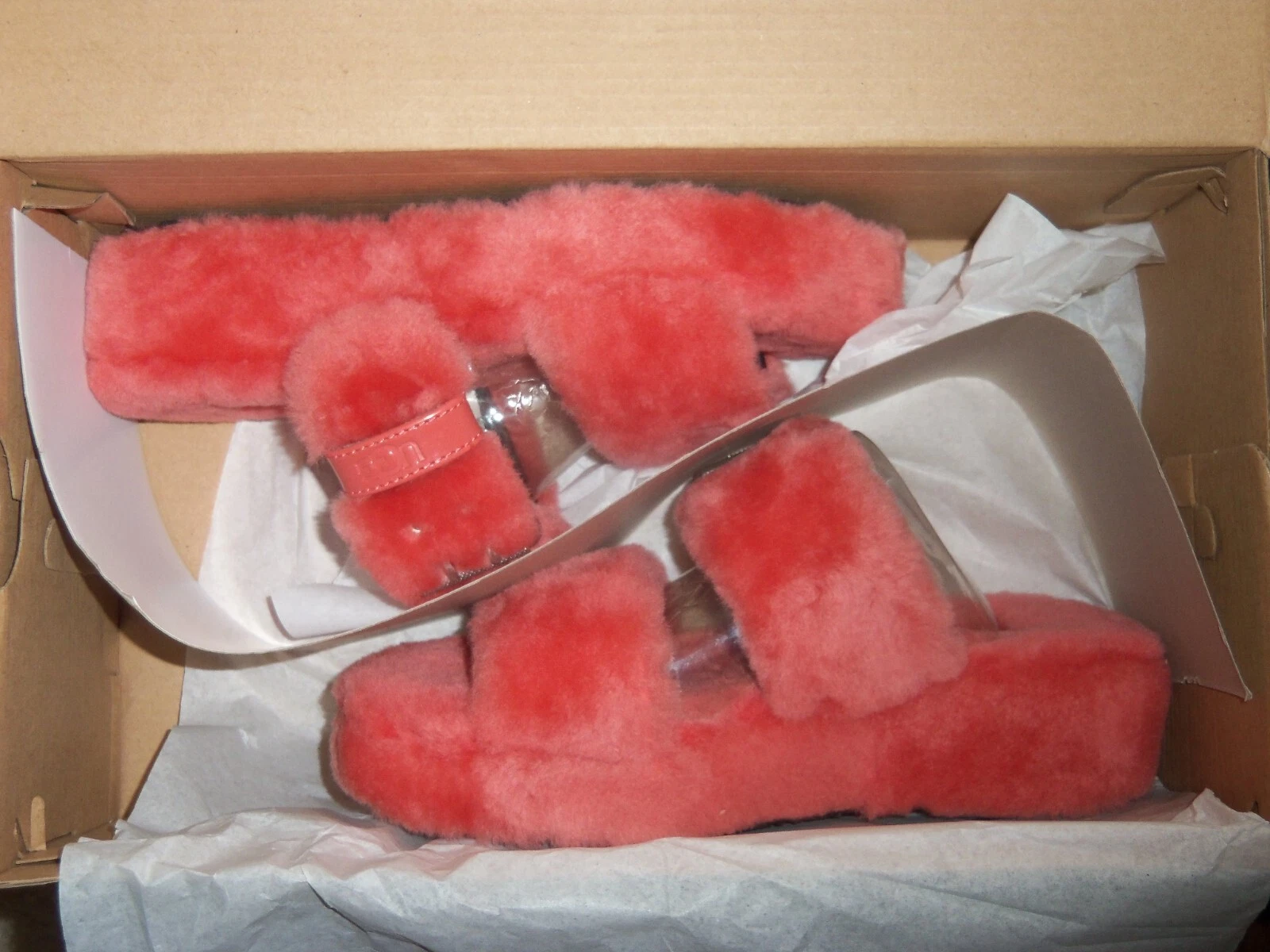 Sandali Ugg Coral Mariposa Fuzz Yeah Pelle di Pecora Slip On Donna W 5 Nuovi