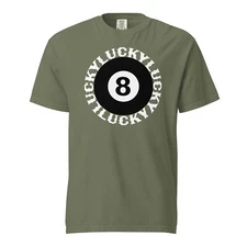 Lucky Eight Ball T-Shirt Pool Hall Billards Night Garment Dyed Comfort Colors