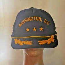 Washington DC USA Snapback Trucker Hat Cap Gold Leaf Vintage Snap Back