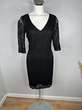 Banana Republic Black Lace Classic V-Neck Knee Length Dress Sz 6 NWT $129