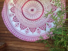 48" Round Ombre Mandala Indian Tapestry Beach Picnic Mat Blanket Table Decorativ