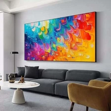 Pure Hand painted Abstract Oil Painting Living Room Hanging Painting Blue