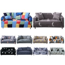 Printed Stretch Slipcover 1 2 3 4 Seat Spandex Sofa Covers Chair Couch Protector