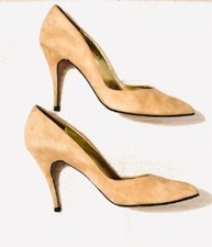 Adige Paris Vintage Handmade in Spain - Salmon Suede High Heeled Pumps - Size 8M
