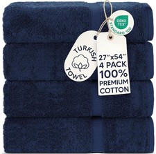 100 Cotton 4-Pack Bath Towels 27x54, Navy