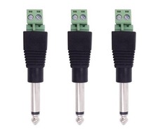 3pk 6.35mm 1/4 Mono Plug TS 6.35mm Male Solderless Terminal Adapter Connector