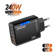 240w Gan Usb C Charger 5 Port Fast Wall Charger Pd Usb Adapter Eu Us Plug Black 240w Gan Usb C Charger 5 Port Fast Wall Charger Pd Usb Adapter Eu Us Plug Black