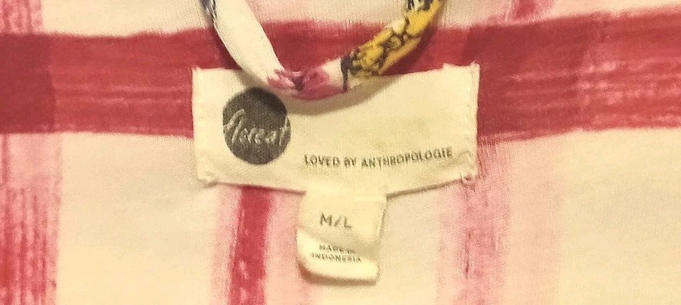 Floreat Loved by Anthropologie Robe Size M/L Pink White Windowpane Floral - Image 3 of 4