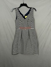 Maeve Anthropologie Dress Size 2 Mitered Blue White Stripe Textured Sleeveless