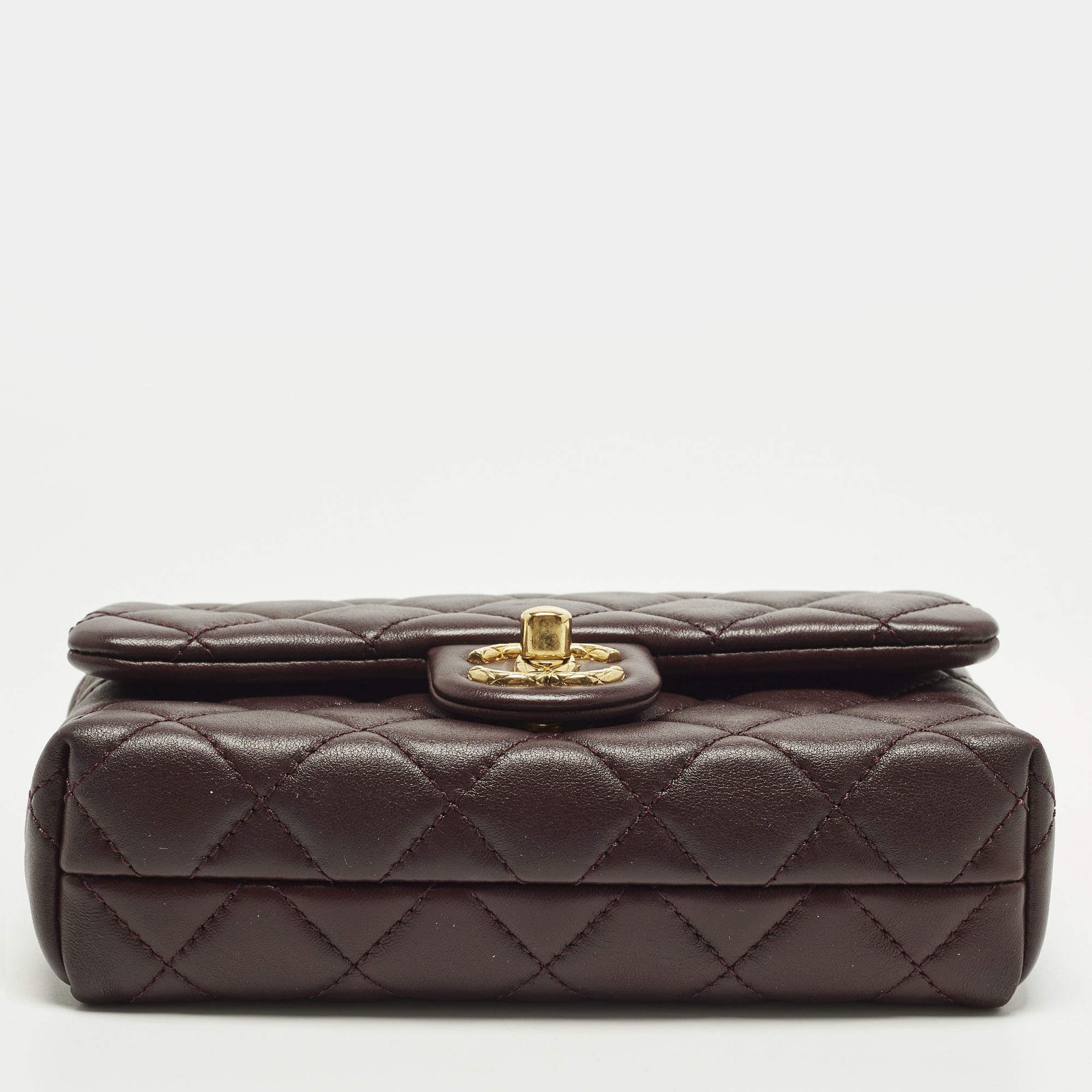 Chanel Rectangular Extra Mini Burgundy Quilted Le… - image 6