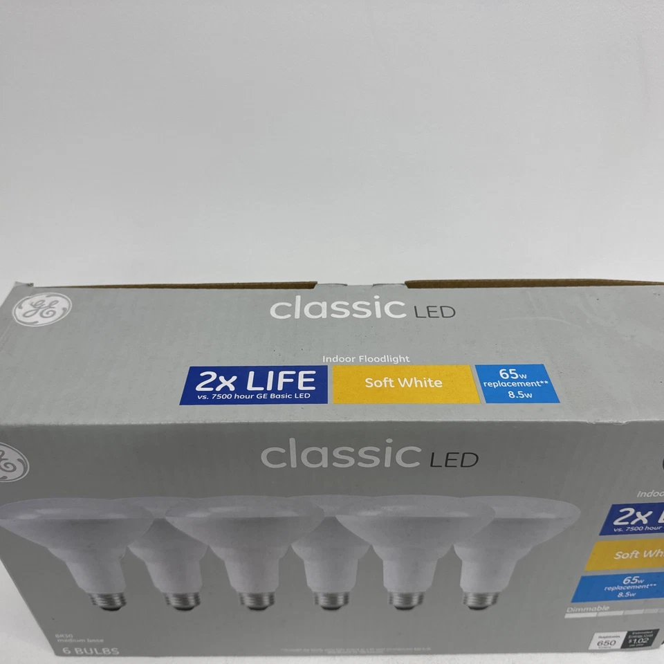 GE Classic 65-Watt EQ LED Br30 Soft White Dimmable Floodlight Bulb 650 Lm 6-PACK - Image 2 of 4